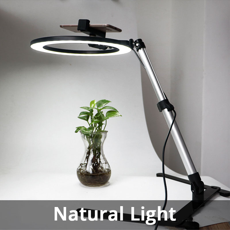 Φωτογραφικό Φωτιστικό Δαχτυλίδι Ring Light LED USB 26cm με 3 Χρώματα Φωτισμού, Dimmer, Stand & Βάση για Κινητό - Photo Lamp 